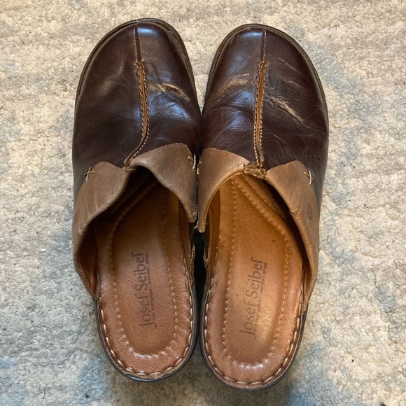 Josef Seibel Brown Leather Clogs - Picture 2 of 4